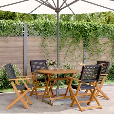 5-teiliges Gartenspeiseset aus PE-Rattan und massivem Holz in Schwarz. von , Gartensets - Ref: Foro24-3281814, Preis: 337,63 ...