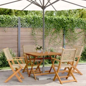5-piece garden dining set made of PE rattan and solid beige wood. by , Garden sets - Ref: Foro24-3281828, Price: 352,68 €, Di...