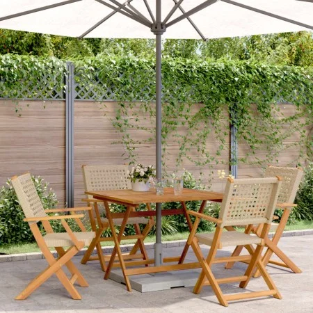 5-teiliges Gartenspeiseset aus PE-Rattan und massivem Holz in Beige. von , Gartensets - Ref: Foro24-3281828, Preis: 352,68 €,...