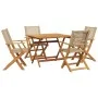 5-piece garden dining set made of PE rattan and solid beige wood. by , Garden sets - Ref: Foro24-3281828, Price: 352,68 €, Di...