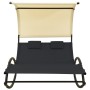 Double sun lounger with black and cream textilene awning by vidaXL, Loungers - Ref: Foro24-310547, Price: 233,53 €, Discount: %