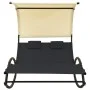 Double sun lounger with black and cream textilene awning by vidaXL, Loungers - Ref: Foro24-310547, Price: 217,23 €, Discount: %