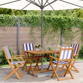 5-piece garden dining set, solid wood with blue and white fabric. by , Garden sets - Ref: Foro24-3281837, Price: 297,51 €, Di...