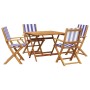 Set de comedor de jardín 5 pzas tela madera maciza azul blanco de , Conjuntos de jardín - Ref: Foro24-3281837, Precio: 332,33...