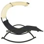 Double sun lounger with black and cream textilene awning by vidaXL, Loungers - Ref: Foro24-310547, Price: 217,23 €, Discount: %