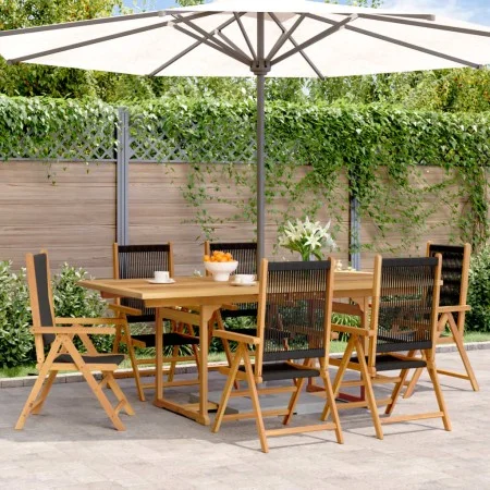 7-piece garden dining set made of solid black polypropylene wood. by , Garden sets - Ref: Foro24-3281733, Price: 781,68 €, Di...