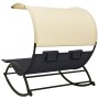 Double sun lounger with black and cream textilene awning by vidaXL, Loungers - Ref: Foro24-310547, Price: 233,53 €, Discount: %