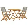 3-teiliges Bistro-Set aus grauem PE-Rattan und Massivholz von , Gartensets - Ref: Foro24-3281875, Preis: 197,35 €, Rabatt: %