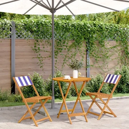 3-piece bistro set in blue and white fabric and solid wood by , Garden sets - Ref: Foro24-3281849, Price: 144,85 €, Discount: %