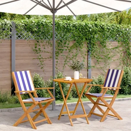 3-piece bistro set in blue and white fabric and solid wood by , Garden sets - Ref: Foro24-3281861, Price: 166,21 €, Discount: %