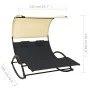 Double sun lounger with black and cream textilene awning by vidaXL, Loungers - Ref: Foro24-310547, Price: 217,23 €, Discount: %