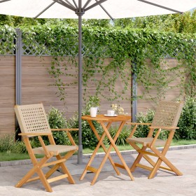 3-teiliges Bistro-Set aus PE-Rattan und massivem Holz in Beige von , Gartensets - Ref: Foro24-3281792, Preis: 177,58 €, Rabat...