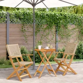 3-teiliges Bistro-Set aus PE-Rattan und massivem Holz in Beige von , Gartensets - Ref: Foro24-3281792, Preis: 173,62 €, Rabat...