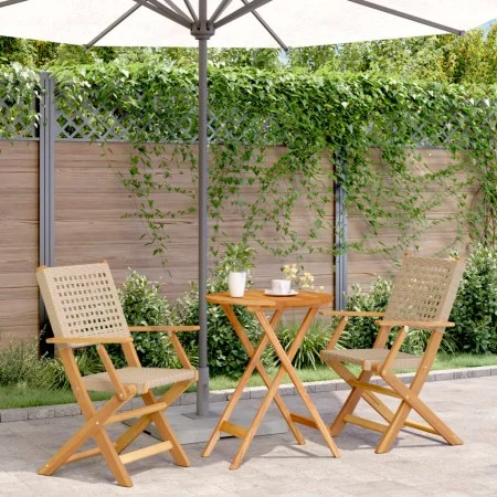 3-piece PE rattan and solid wood beige bistro set by , Garden sets - Ref: Foro24-3281792, Price: 174,60 €, Discount: %