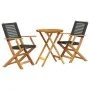 3-teiliges Bistro-Set aus PE-Rattan und massivem Holz in Schwarz von , Gartensets - Ref: Foro24-3281790, Preis: 168,08 €, Rab...