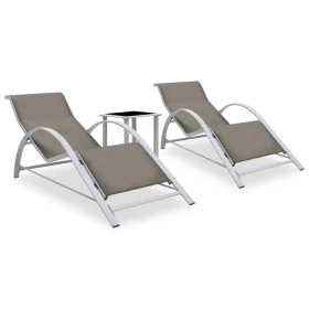 Loungers with table 2 units taupe gray aluminum by vidaXL, Loungers - Ref: Foro24-310538, Price: 213,63 €, Discount: %