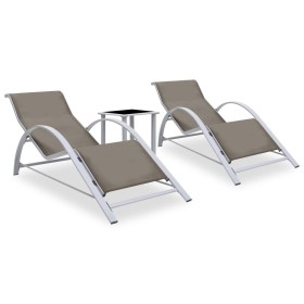 Tumbonas con mesita 2 unidades aluminio gris taupe de vidaXL, Tumbonas - Ref: Foro24-310538, Precio: 218,48 €, Descuento: %
