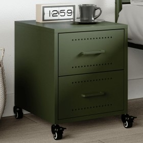 Bedside table in olive green steel, 36x39x43.5 cm by , Nightstands - Ref: Foro24-846634, Price: 55,41 €, Discount: %