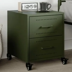 Bedside table in olive green steel, 36x39x43.5 cm by , Nightstands - Ref: Foro24-846634, Price: 54,89 €, Discount: %