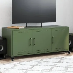 TV-Möbel aus kaltgewalztem Stahl in Olivgrün, 100,5x39x43,5 cm. von , TV-Möbel - Ref: Foro24-846648, Preis: 125,66 €, Rabatt: %