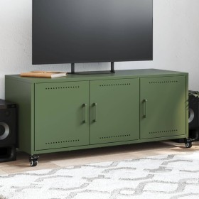 TV-Möbel aus kaltgewalztem Stahl in Olivgrün, 100,5x39x43,5 cm. von , TV-Möbel - Ref: Foro24-846648, Preis: 122,60 €, Rabatt: %