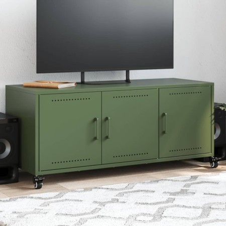 TV-Möbel aus kaltgewalztem Stahl in Olivgrün, 100,5x39x43,5 cm. von , TV-Möbel - Ref: Foro24-846648, Preis: 122,60 €, Rabatt: %