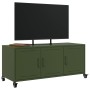TV-Möbel aus kaltgewalztem Stahl in Olivgrün, 100,5x39x43,5 cm. von , TV-Möbel - Ref: Foro24-846648, Preis: 122,60 €, Rabatt: %