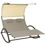Double lounger with textilene awning in taupe gray and cream by vidaXL, Loungers - Ref: Foro24-310549, Price: 221,56 €, Disco...