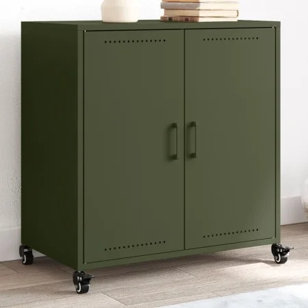 Cold-rolled steel sideboard in olive green 68.5x39x72 cm by , Sideboards - Ref: Foro24-846660, Price: 126,34 €, Discount: %