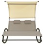 Double lounger with textilene awning in taupe gray and cream by vidaXL, Loungers - Ref: Foro24-310549, Price: 251,52 €, Disco...
