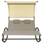 Double lounger with textilene awning in taupe gray and cream by vidaXL, Loungers - Ref: Foro24-310549, Price: 221,56 €, Disco...
