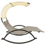 Doppelliege mit Textilene-Markise in Taupegrau und Creme von vidaXL, Liegen - Ref: Foro24-310549, Preis: 251,52 €, Rabatt: %