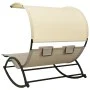 Doppelliege mit Textilene-Markise in Taupegrau und Creme von vidaXL, Liegen - Ref: Foro24-310549, Preis: 221,56 €, Rabatt: %