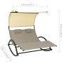 Double lounger with textilene awning in taupe gray and cream by vidaXL, Loungers - Ref: Foro24-310549, Price: 251,52 €, Disco...