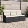 Conjunto de sofá de jardín 3 pcs Negro 196 x 62 x 85cm