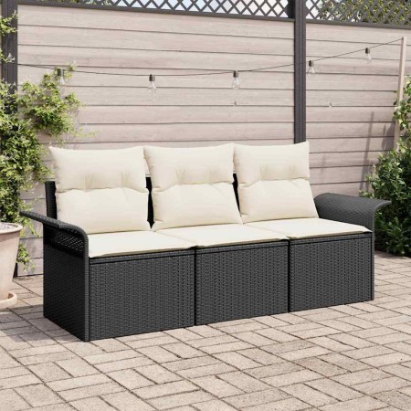 Conjunto de sofá de jardín 3 pcs Negro 196 x 62 x 85cm