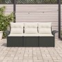 Conjunto de sofá de jardín 3 pcs Negro 196 x 62 x 85cm