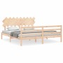 Double bed frame with solid wood headboard by vidaXL, Beds and slatted bases - Ref: Foro24-3195301, Price: 153,48 €, Discount: %