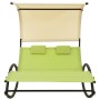 Double sun lounger with green and cream textilene awning by vidaXL, Loungers - Ref: Foro24-310550, Price: 235,94 €, Discount: %