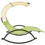 Double sun lounger with green and cream textilene awning by vidaXL, Loungers - Ref: Foro24-310550, Price: 235,94 €, Discount: %