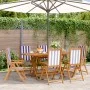 6 verstellbare Gartenstühle aus Massivholz mit blau-weißem Stoff. von , Gartenstühle - Ref: Foro24-3214554, Preis: 428,74 €, ...