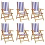 6 verstellbare Gartenstühle aus Massivholz mit blau-weißem Stoff. von , Gartenstühle - Ref: Foro24-3214554, Preis: 428,74 €, ...