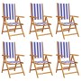 6 verstellbare Gartenstühle aus Massivholz mit blau-weißem Stoff. von , Gartenstühle - Ref: Foro24-3214554, Preis: 437,04 €, ...
