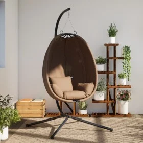 Hanging egg chair with fabric and steel taupe gray support by , Garden rockers - Ref: Foro24-4007400, Price: 193,77 €, Discou...