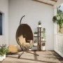 Hanging egg chair with fabric and steel taupe gray support by , Garden rockers - Ref: Foro24-4007400, Price: 193,77 €, Discou...