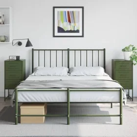 Bedside tables 2 units olive green steel 36x39x78 cm by , Nightstands - Ref: Foro24-846587, Price: 119,05 €, Discount: %