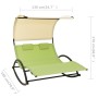 Double sun lounger with green and cream textilene awning by vidaXL, Loungers - Ref: Foro24-310550, Price: 235,94 €, Discount: %