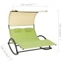 Double sun lounger with green and cream textilene awning by vidaXL, Loungers - Ref: Foro24-310550, Price: 220,37 €, Discount: %
