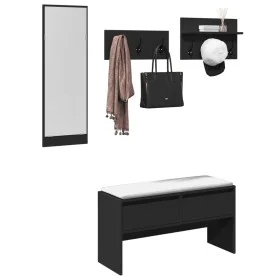 4-piece engineered wood entryway furniture set in black by , Benches for halls and storage - Ref: Foro24-847920, Price: 113,9...