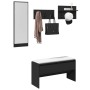 4-piece engineered wood entryway furniture set in black by , Benches for halls and storage - Ref: Foro24-847920, Price: 115,7...